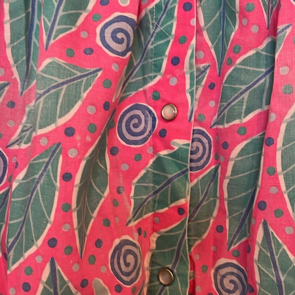 Funky 80s Leaf and Swirl Pattern Muumuu - Picture 4 of 6